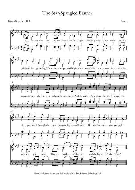 National Anthem: The Star Spangled Banner US National Anthem - Easy 3 Part SAB Chorus Arrangement In